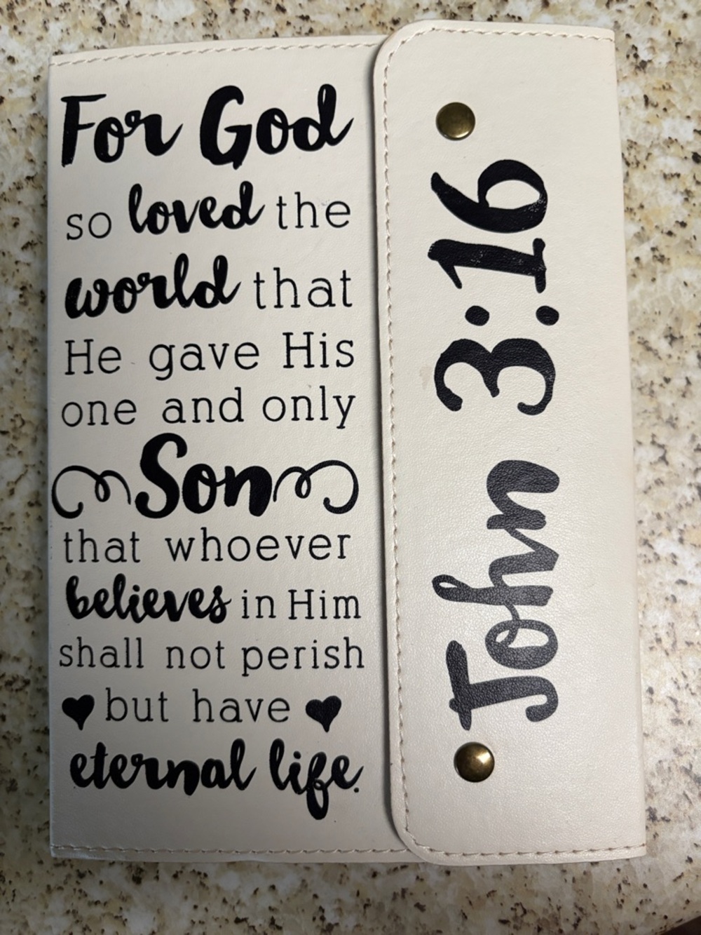 John 3:16 Scripture Wallet Clutch in Cream with Black Journal